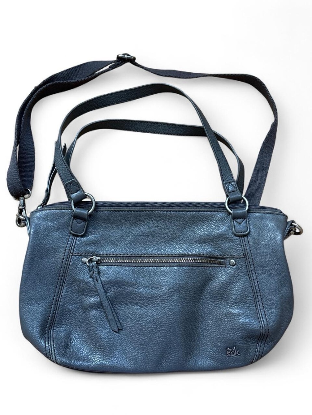 The Sak Grey Pebbled Leather Crossbody Bag